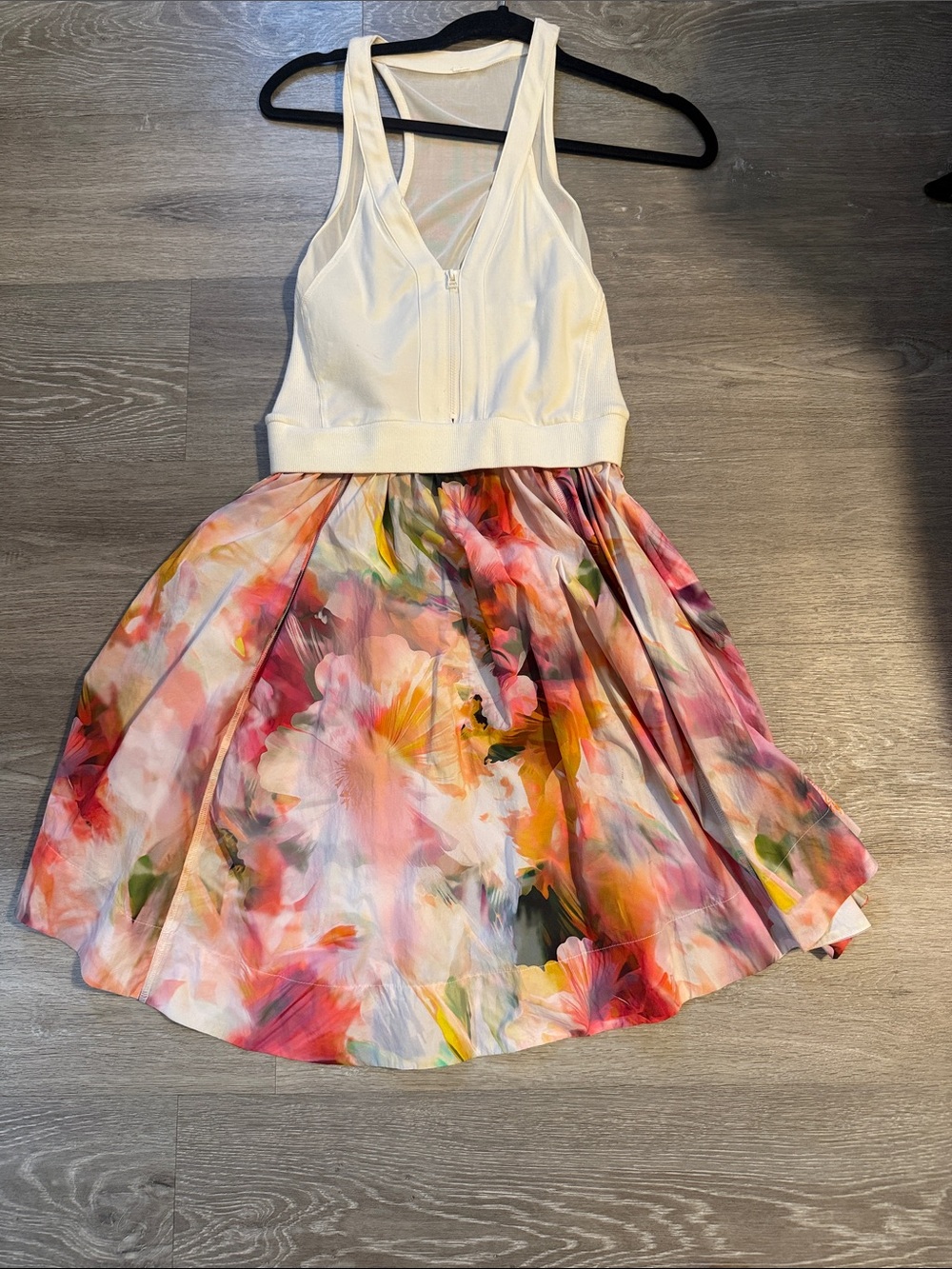 White Bodice Floral Fit-and-Flare Anthropologie Dress